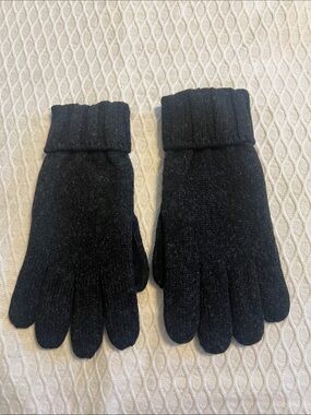 Men's Black Knit Gloves with Fold-Over Cuffs by